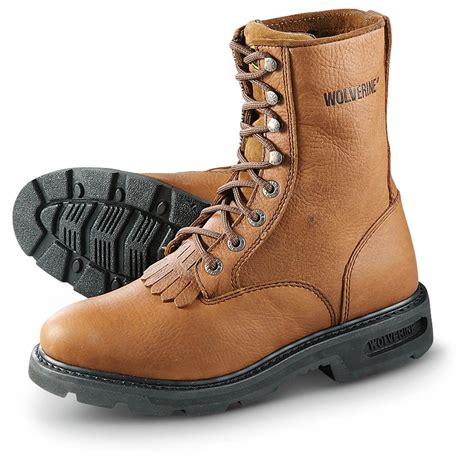 Mens Wolverine 8 Kiltie Lacer Work Boots Brown 617275 Work Boots