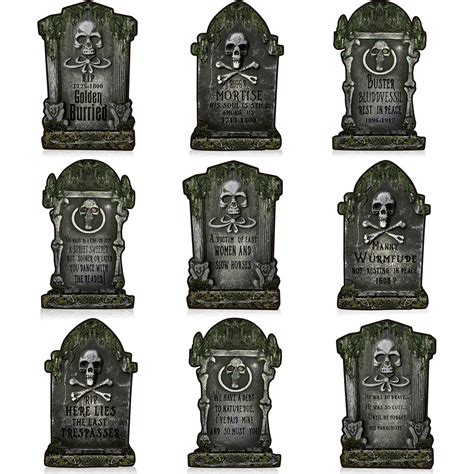 Buy Clabby 9 Pieces Halloween Tombstone Cutouts Halloween Rip Graveyard