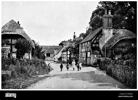 First Published 1917 Village Elmley Castle Worcestershire Stock Photo