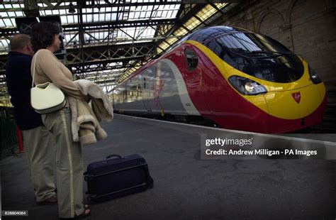 Rail Travellers Watch As Virgins New 11m Pendolino Tilting Train