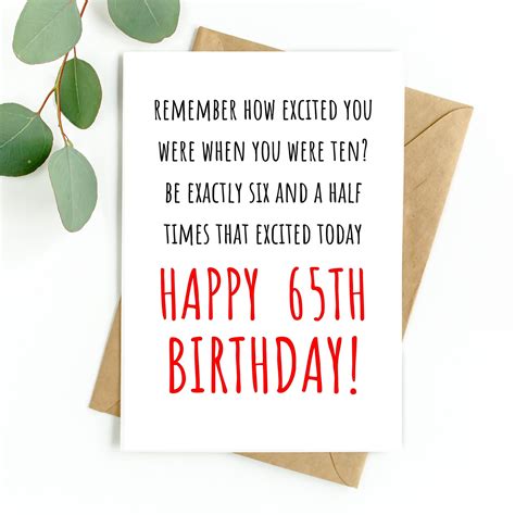 Funny 65th Birthday Card 65th Birthday Card For Women Or For Etsy Uk