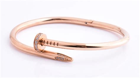 316l Stainless Steel Rose Gold Cuff Screw Artificial Diamond Bangle