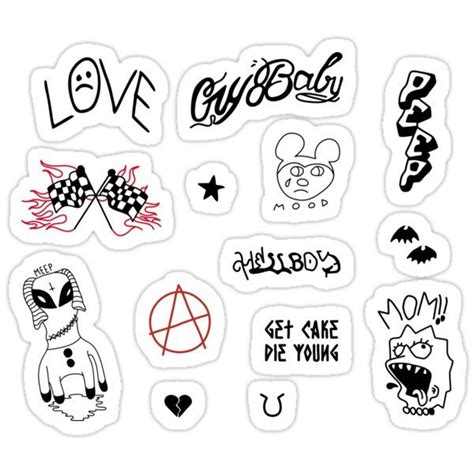 Lil Peep Tattoo Pack Lil Peep Merch Sticker By Shoxio In 2021 Lil