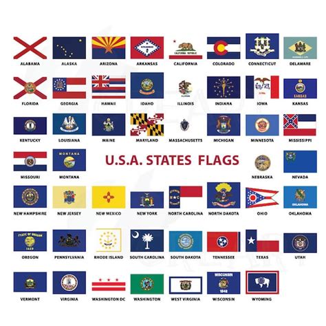 Usa Capital And States Flags Clip Art Collection For Print 50