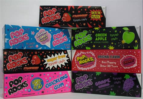 Pop Rocks Flavors Cherry Strawberry Grape Blue Razz Cotton Candy