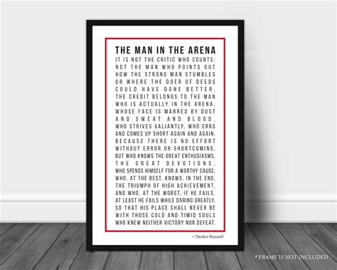 The Man In The Arena Motivational Print Inspirational Quote Etsy