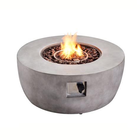 Teamson Home 36 Outdoor Round Propane Gas Fire Pit With Faux Concrete