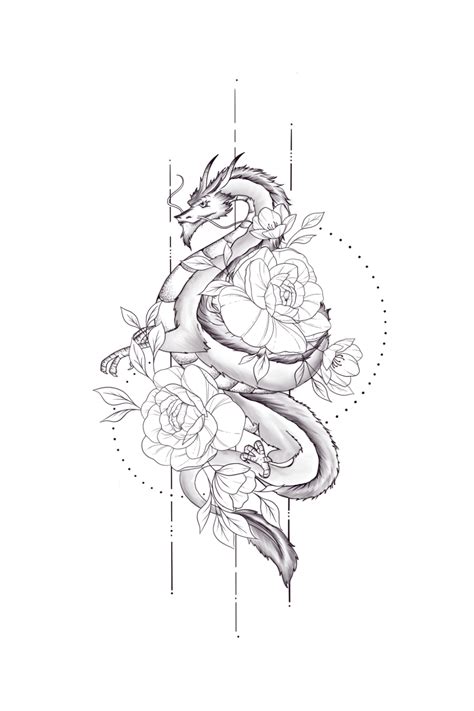 Dragon With Flowers Tattoo Design Dragon Tattoo Feminine Small