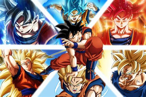 Buy now today with high quality & free shipping at dragonballzmerch.com ! Dragon Ball Z/Super Poster Goku from Normal to Ultra, Vertical 12in x 18in | eBay