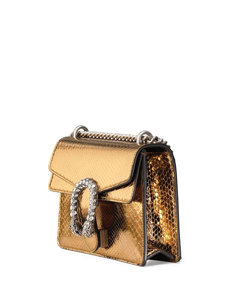 Gucci Dionysus Chain Mini Python Evening Bag Goldblack