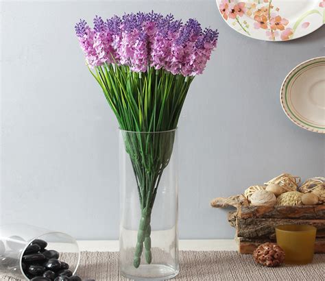 buy decorative artificial synthetic lavender flower bunch 24 flowers purple online in india