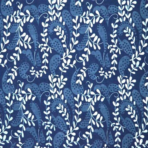 Buy Indigo Leaves Printed Indian Cotton Fabric