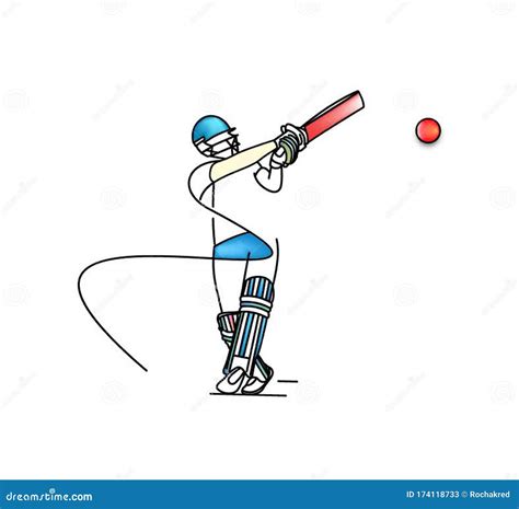 Concept Of Batsman Playing Cricket Stock Vector Illustration Of Line