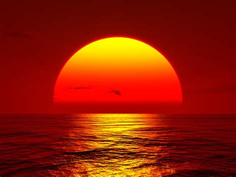 Sunset Big Orange Sun Setting Over Ocean0 Truck News