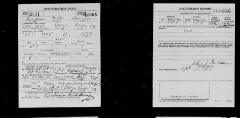 Benjamin Wilt Arnzen United States World War I Draft Registrations