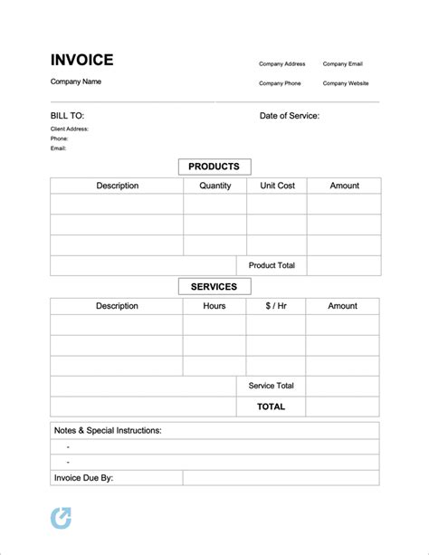 Free Blank Invoice Template DocTemplates