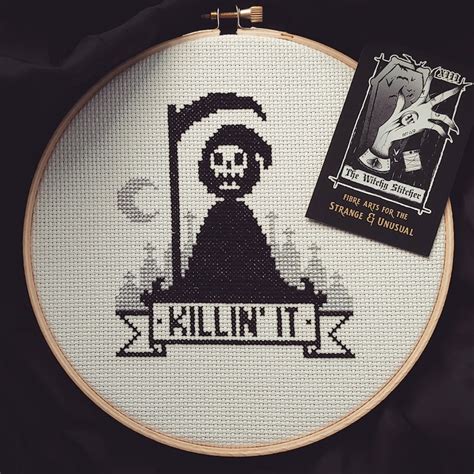 Killin It Grim Reaper Gothic Cross Stitch Pattern Modern Etsy