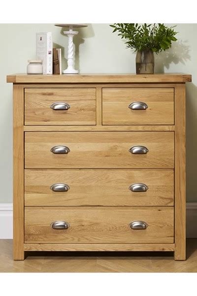Solid Oak 3 2 Drawer Chest Metal Cup Handles Woburn