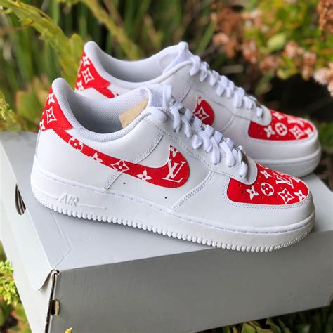 Image Of Air Force 1 Supreme Louis Vuitton With Front And Back Tab