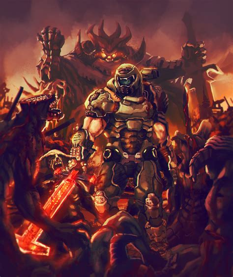 Doom Eternal Fan Art Arte De Videojuegos Poses De Combate Juegos De Arte