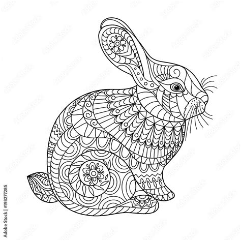 Rabbit Coloring Page For Adult And Children Stock Vektorgrafik Adobe