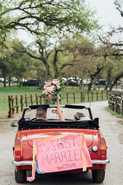 Perfect Vintage Wedding Car Exit In Austin Texas By Cypress Falls
