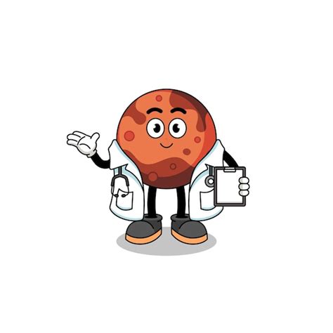 Premium Vector Cartoon Mascot Of Mars Planet Doctor