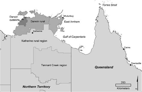 Map Of Northern Australia Showing Locations Of Major Towns And Regions