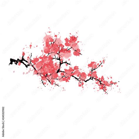 Fototapeta Chiński Chinoiserie Abstract Sakura Blossom Japanese