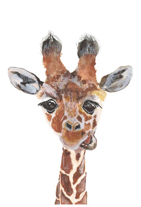 Giraffe Giclée Art Print Safari Print Illustration Print Etsy
