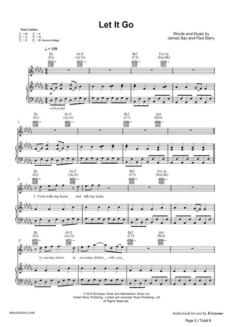 Let It Go James Bay Stave Preview 1 Free Piano Sheet Music And Piano