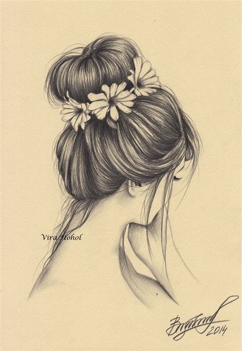 she wore flowers in her hair by vira1991 on deviantart pencil drawings of flowers girly