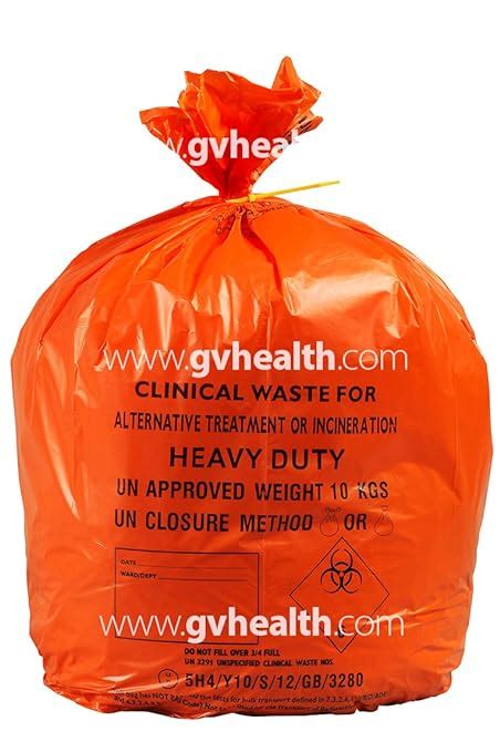 Clinical Waste Sack Heavy Duty Orange Pack Of 100 Uk