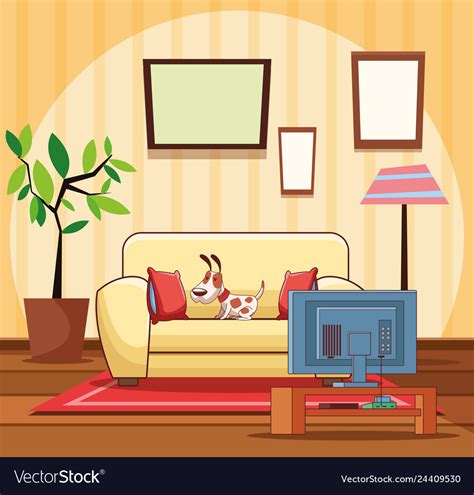 Home Living Room Interior Royalty Free Vector Image