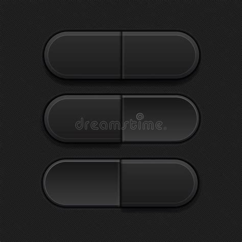 On And Off Pushed Buttons Black 3d Oval Icons Stock Vector