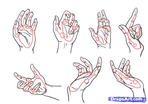 Hand Gestures Drawn In Red Ink On White Paper