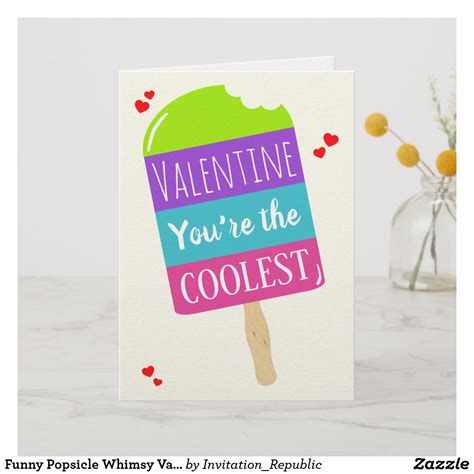 Funny Popsicle Whimsy Valentines Day Card Zazzle Valentine Fun