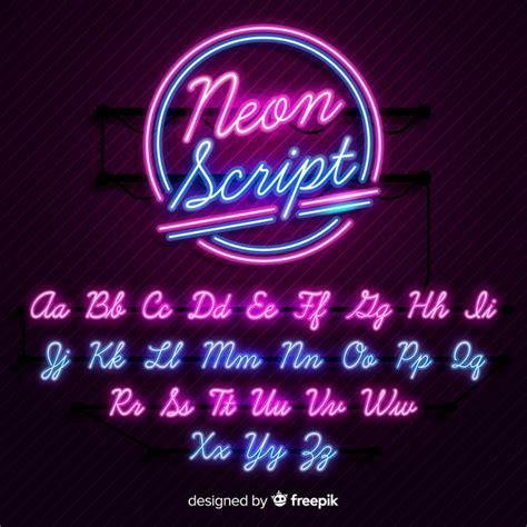 Free Vector Neon Alphabet Neon Typography Typography Alphabet