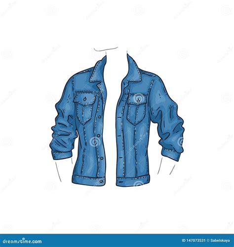Blått Grov Bomullstvillomslag För Vektor Med Fack Jeanskjorta Vektor