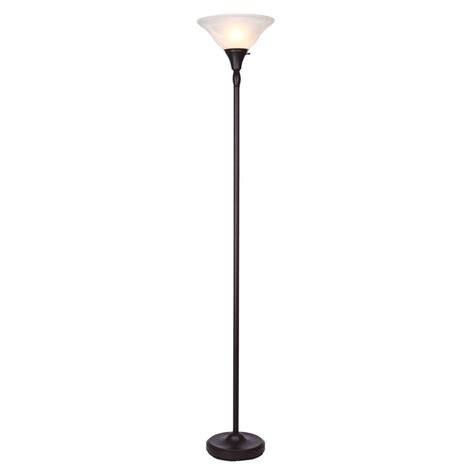 hampton bay t20 72 in bronze torchiere floor lamp with frosted glass shade hd09528tobrzf the