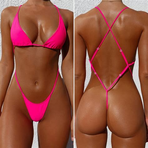 Mossha Sexy String Thong Bikinis Mujer Extreme Bodysuits One Piece Swimsuit Female Micro