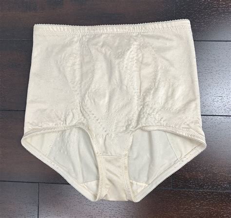 vintage nylon girdle beige panties sheer granny panti… gem