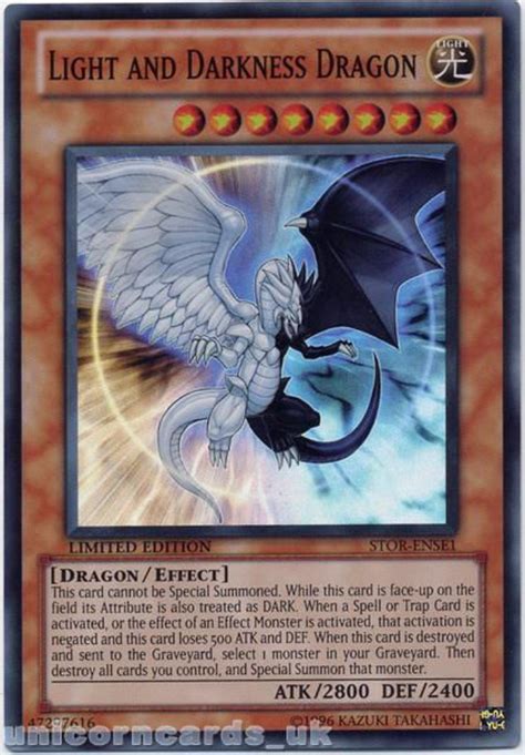 Check spelling or type a new query. STOR-ENSE1 Light and Darkness Dragon Super Rare Limited Edition Mint YuGiOh Card:: Unicorn Cards ...