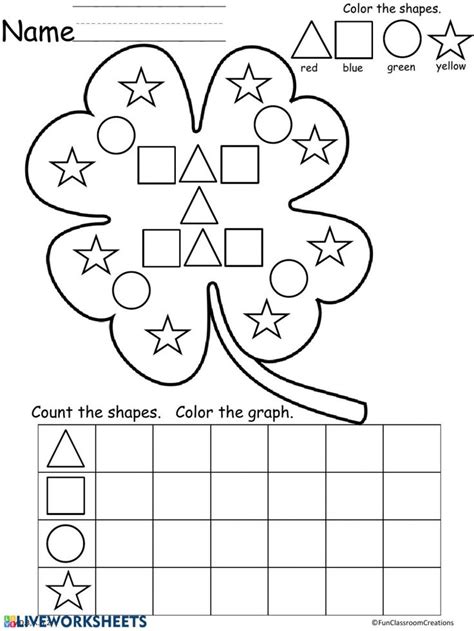 Shapes: online and pdf worksheet | St patricks day crafts for kids, St