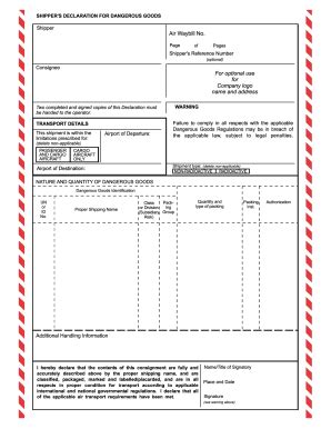 Shippers Declaration For Dangerous Goods Fedex Fill Online Printable