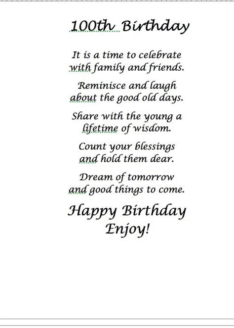 Pin By June Plunkett On 100th Birthday Party Birthday Card Sayings