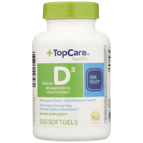 Top Care High Potency Vitamin D3 25 Mcg 1000 Iu May Support Bone