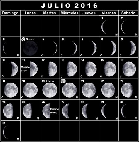 Calendario Lunar De Julio De 2016 Planetario Medellin Calendario