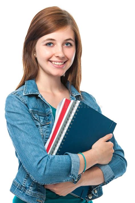 Student Girl With Books Beautiful Student Girl With Books Isolated On