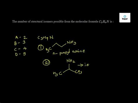The Number Of Structural Isomers Possible From The Molecular Formula
